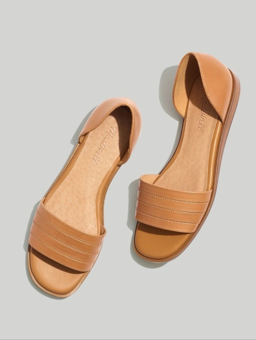 Madewell The Nelda Tan Leather D'Orsay Slide Flats Size 6.5